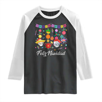 Feliz Navidad Raglan Shirt Funny Christmas In Mexico Sugar Skull Pinata Star - Wonder Print Shop