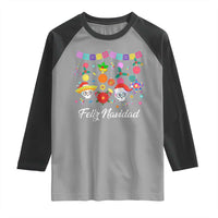 Feliz Navidad Raglan Shirt Funny Christmas In Mexico Sugar Skull Pinata Star - Wonder Print Shop