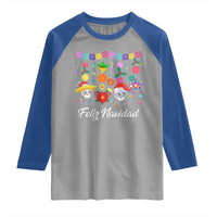 Feliz Navidad Raglan Shirt Funny Christmas In Mexico Sugar Skull Pinata Star - Wonder Print Shop