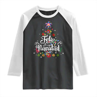 Christmas In Mexico Raglan Shirt Feliz Navidad Pinata Star Xmas Tree - Wonder Print Shop