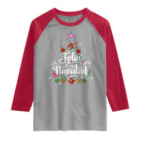 Christmas In Mexico Raglan Shirt Feliz Navidad Pinata Star Xmas Tree - Wonder Print Shop