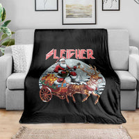 Funny Santa Heavy Metal Christmas Throw Blanket Sleigher Xmas Rock & Roll - Wonder Print Shop