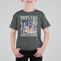 Happy Yule Merry Krampus T Shirt For Kid Vintage Krampus Black Cat - Wonder Print Shop
