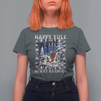 Happy Yule Merry Krampus T Shirt For Women Vintage Krampus Black Cat - Wonder Print Shop