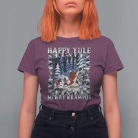 Happy Yule Merry Krampus T Shirt For Women Vintage Krampus Black Cat - Wonder Print Shop
