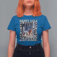 Happy Yule Merry Krampus T Shirt For Women Vintage Krampus Black Cat - Wonder Print Shop