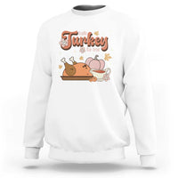 Funny Retro Thanksgiving Sweatshirt Talk Turkey To Me Fall Season Family Matching - Wonder Print Shop