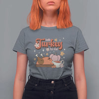 Funny Retro Thanksgiving T Shirt For Women Talk Turkey To Me Fall Season Family Matching - Wonder Print Shop