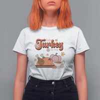 Funny Retro Thanksgiving T Shirt For Women Talk Turkey To Me Fall Season Family Matching - Wonder Print Shop