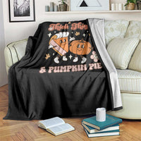 Funny Retro Thanksgiving Throw Blanket Thick Thighs And Pumpkin Pie Fall Season Family Matching - Wonder Print Shop