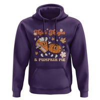 Funny Retro Thanksgiving Hoodie Thick Thighs And Pumpkin Pie Fall Season Family Matching