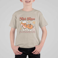 Funny Retro Thanksgiving T Shirt For Kid Thick Thighs And Pumpkin Pie Fall Season Family Matching - Wonder Print Shop