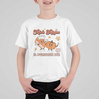 Funny Retro Thanksgiving T Shirt For Kid Thick Thighs And Pumpkin Pie Fall Season Family Matching - Wonder Print Shop
