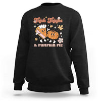 Funny Retro Thanksgiving Sweatshirt Thick Thighs And Pumpkin Pie Fall Season Family Matching - Wonder Print Shop