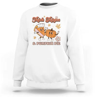 Funny Retro Thanksgiving Sweatshirt Thick Thighs And Pumpkin Pie Fall Season Family Matching - Wonder Print Shop