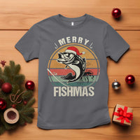 Funny Christmas Fishing T Shirt Merry Fishmas Vintage Sunset Retro - Wonder Print Shop