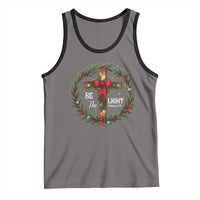 Christmas Be The Light Tank Top Christian Xmas Holiday Wreath Cross - Wonder Print Shop