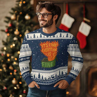 Funny Dumpster Fire Ugly Christmas Sweater Its Fine Everything Is Fine Chaos - Wonder Print Shop