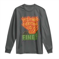 Funny Dumpster Fire Long Sleeve Shirt Its Fine Everything Is Fine Chaos - Wonder Print Shop