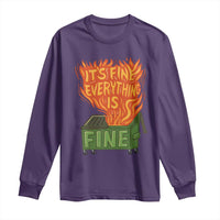 Funny Dumpster Fire Long Sleeve Shirt Its Fine Everything Is Fine Chaos - Wonder Print Shop