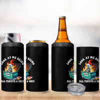 Funny Christmas Dumpster Fire Skeleton 2025 4 in 1 Can Cooler Tumbler Look At Me Being All Festive And Shit - Wonder Print Shop