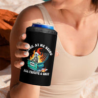 Funny Christmas Dumpster Fire Skeleton 2025 4 in 1 Can Cooler Tumbler Look At Me Being All Festive And Shit - Wonder Print Shop