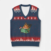 Funny Lil Dumpster Fire 2025 V-Neck Knit Sweater Vest The Year We Couldnt Afford Anything - Wonder Print Shop