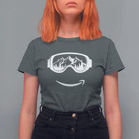 Funny Skiing Snowboard T Shirt For Women Snow Goggles Snow Mountain Winter Sport - Wonder Print Shop