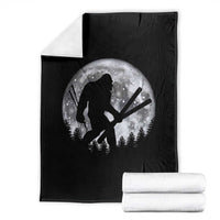 Funny Skiing Bigfoot Ski Winter Sport Moon Throw Blanket - Wonder Print Shop