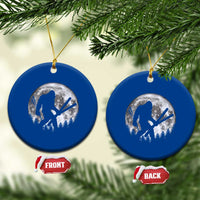 Funny Skiing Bigfoot Ski Winter Sport Moon Ceramic Ornament - Wonder Print Shop