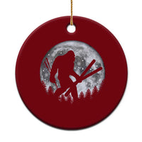 Funny Skiing Bigfoot Ski Winter Sport Moon Ceramic Ornament - Wonder Print Shop