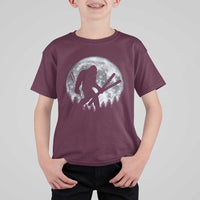 Funny Skiing Bigfoot Ski Winter Sport Moon T Shirt For Kid - Wonder Print Shop