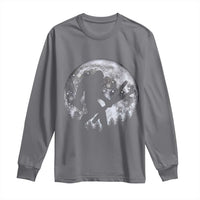 Funny Skiing Bigfoot Ski Winter Sport Moon Long Sleeve Shirt - Wonder Print Shop
