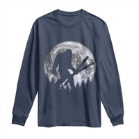 Funny Skiing Bigfoot Ski Winter Sport Moon Long Sleeve Shirt - Wonder Print Shop