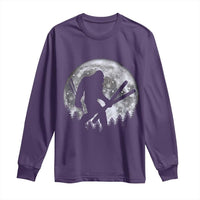 Funny Skiing Bigfoot Ski Winter Sport Moon Long Sleeve Shirt - Wonder Print Shop