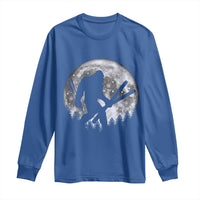 Funny Skiing Bigfoot Ski Winter Sport Moon Long Sleeve Shirt - Wonder Print Shop
