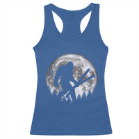 Funny Skiing Bigfoot Ski Winter Sport Moon Racerback Tank Top - Wonder Print Shop