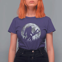 Funny Skiing Bigfoot Ski Winter Sport Moon T Shirt For Women - Wonder Print Shop