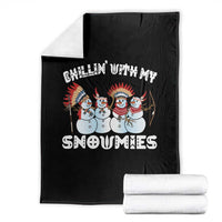 Funny Christmas Native American Throw Blanket Chillin' With My Snowmies Snowman Tribes - Wonder Print Shop