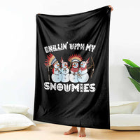 Funny Christmas Native American Throw Blanket Chillin' With My Snowmies Snowman Tribes - Wonder Print Shop