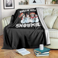 Funny Christmas Native American Throw Blanket Chillin' With My Snowmies Snowman Tribes - Wonder Print Shop