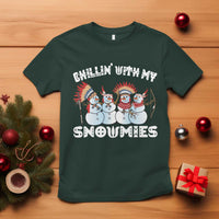 Funny Christmas Native American T Shirt Chillin' With My Snowmies Snowman Tribes - Wonder Print Shop