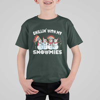 Funny Christmas Native American T Shirt For Kid Chillin' With My Snowmies Snowman Tribes - Wonder Print Shop