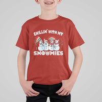 Funny Christmas Native American T Shirt For Kid Chillin' With My Snowmies Snowman Tribes - Wonder Print Shop