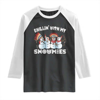 Funny Christmas Native American Raglan Shirt Chillin' With My Snowmies Snowman Tribes - Wonder Print Shop