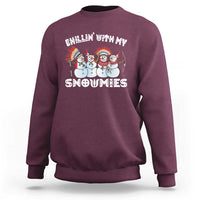 Funny Christmas Native American Sweatshirt Chillin' With My Snowmies Snowman Tribes - Wonder Print Shop