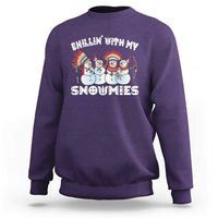 Funny Christmas Native American Sweatshirt Chillin' With My Snowmies Snowman Tribes - Wonder Print Shop