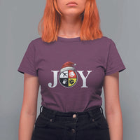 Christmas Native American Joy Medicine Wheel Santa Hat T Shirt For Women - Wonder Print Shop