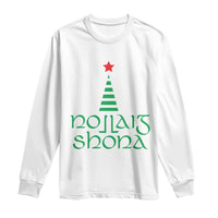 Funny Irish Gaelic Christmas Nollaig Shona Long Sleeve Shirt Xmas Tree