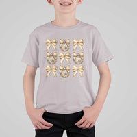 Coquette Happy New Year 2025 Gold Bow T Shirt For Kid